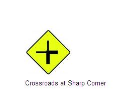 Permanent Traffic Sign Cross Roads At Sharp Corner 600x600w006r